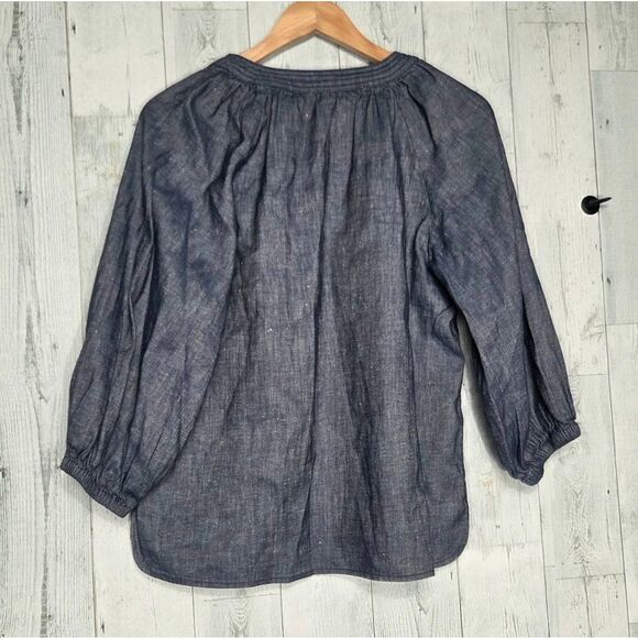 Ann Mashburn Oversized Mature Lagenlook Coastal Cowgirl Chambray Top Sz. S - Picture 3 of 6